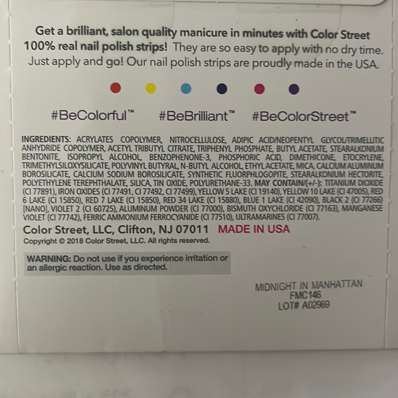 Color Street Nail Strips - 100% Real Nail Polish NEW - Midnight In Manhattan - Picture 2 of 3